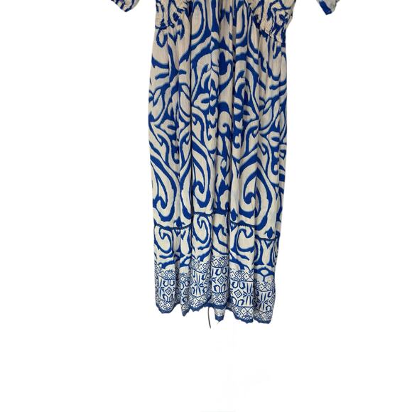 Umgee Dress Blue White V-Neck Whimsical Dainty Boho Chic Bohemian Lace Large - Picture 4 of 12